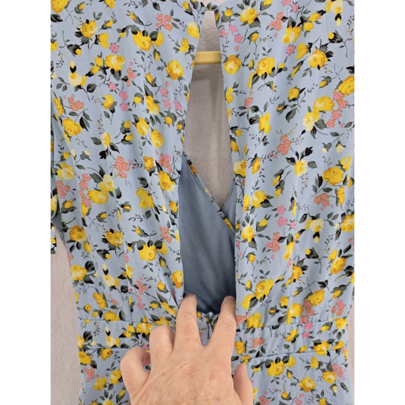 Lulus Shirt Tiered Ruffled Blue/yellow Floral Dress. NWOTLadies Size Small - Picture 13 of 15